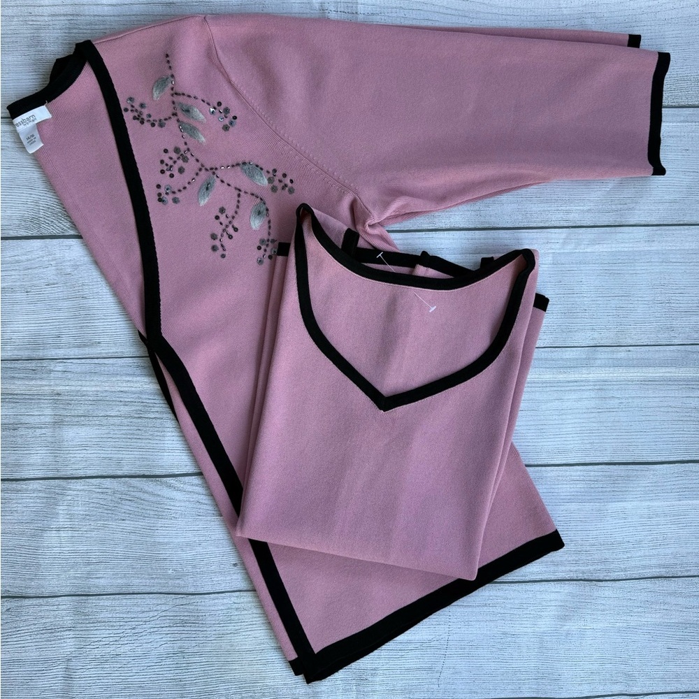 Dress Barn Pink Blouse with Black Trim
